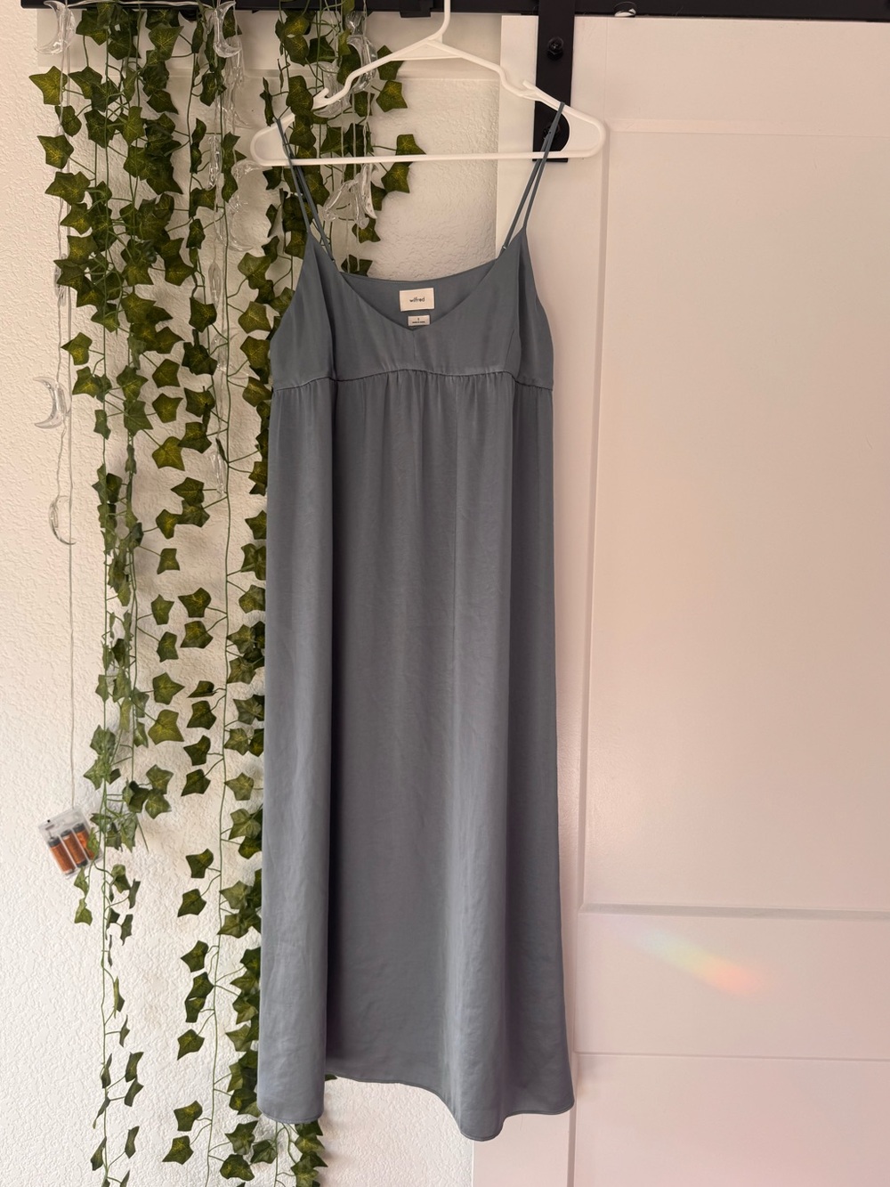 NWOT Aritzia Wilfred Blue Satin Silk Dress